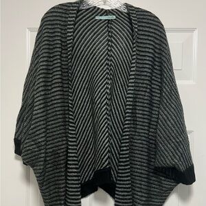 Maurices Black and Gray Striped Open Cardigan Sweater